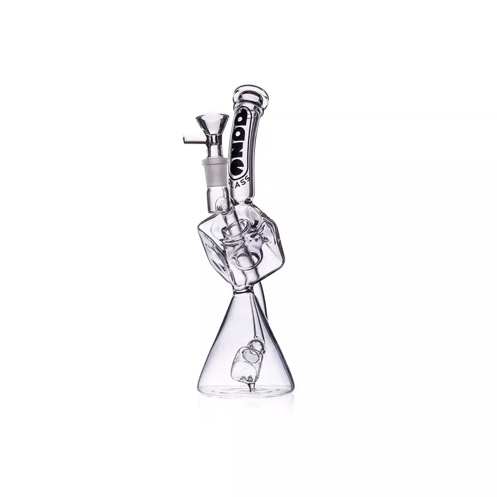 10" Recycler Style Cube Perc Glass Water Pipe