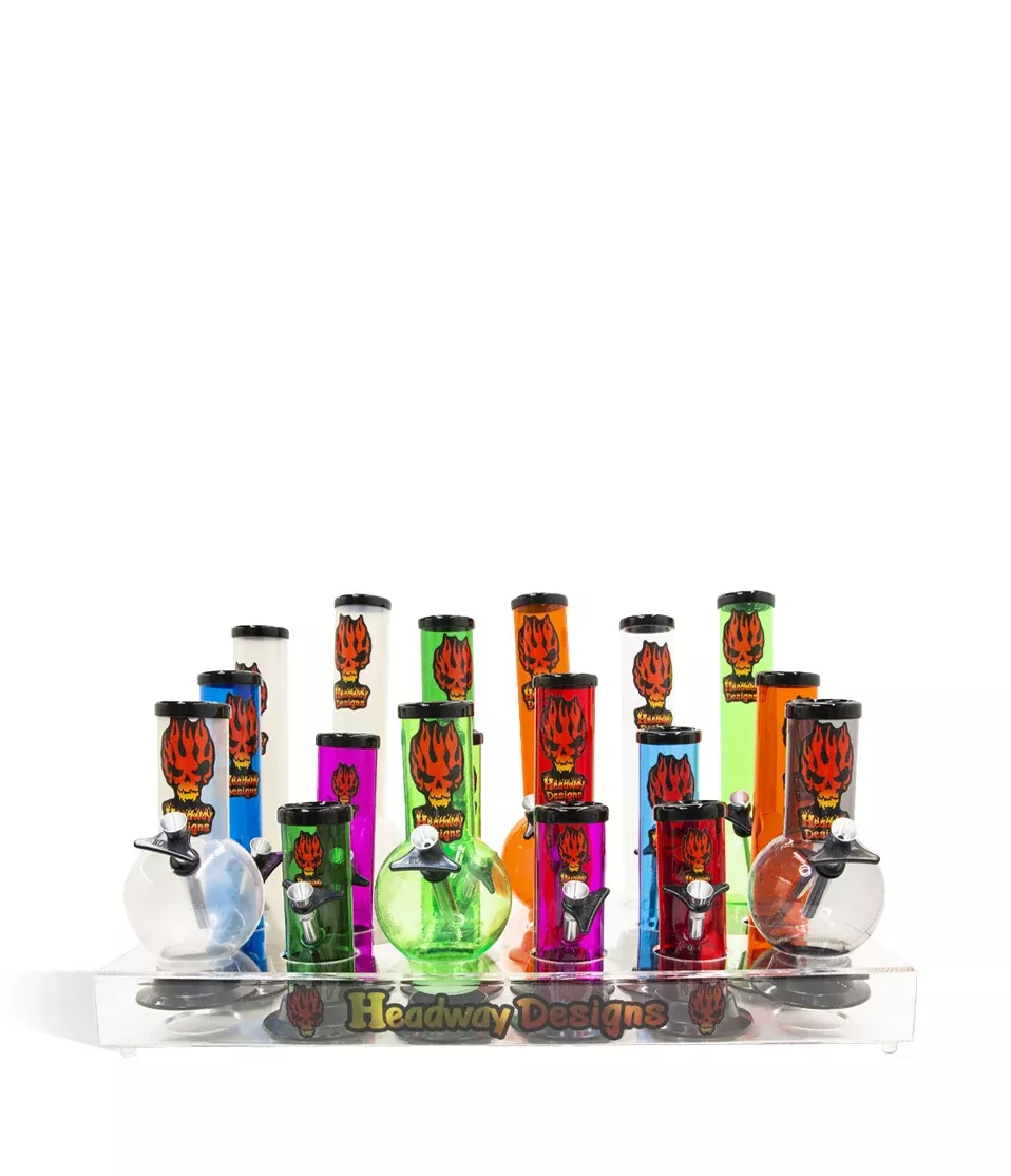 6, 8, 10 inch Assorted Color Acrylic Water Pipes Basic Display Kit 18pk