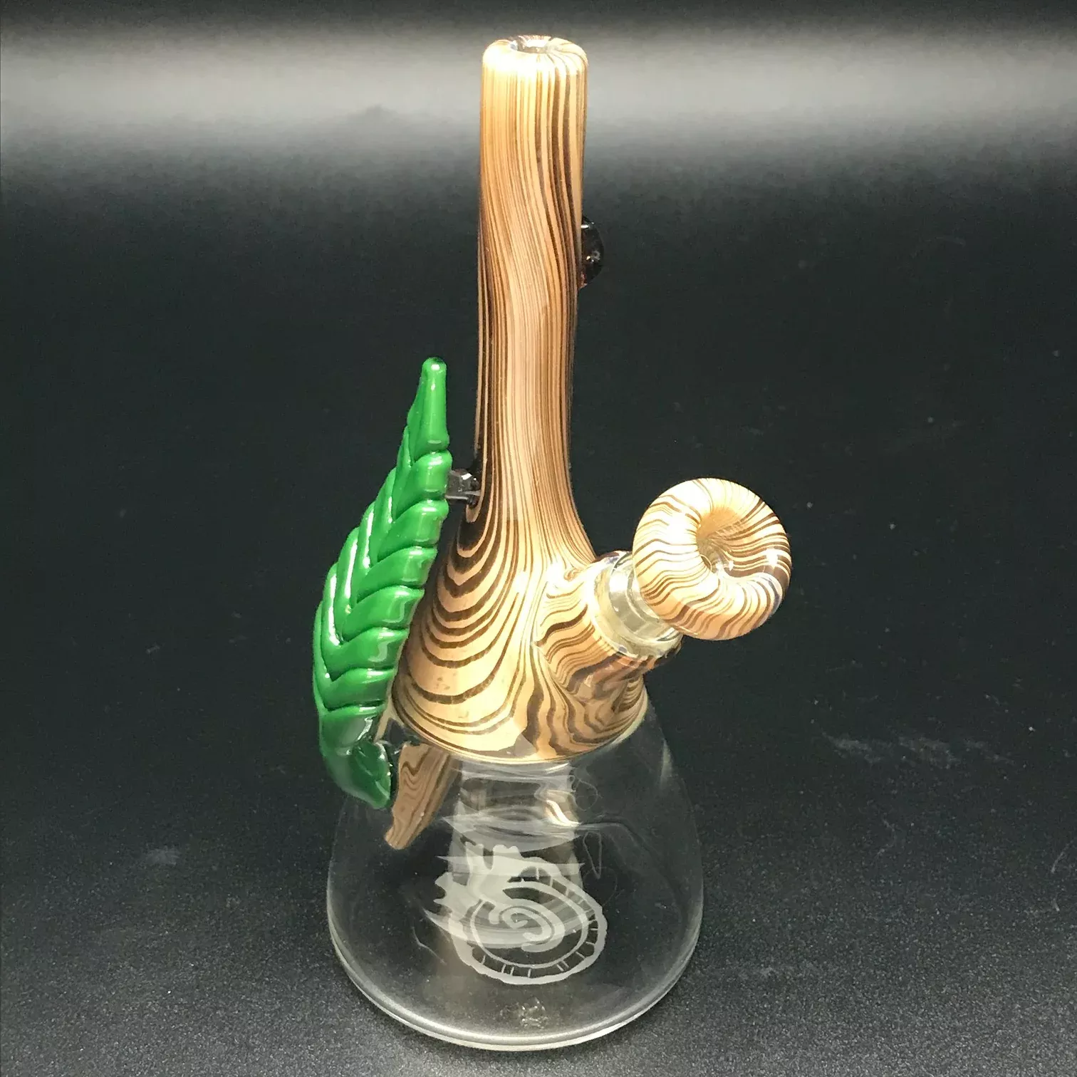 Chad G Glass Wood Grain Clear Bottom Mini Tube with Leaf #2