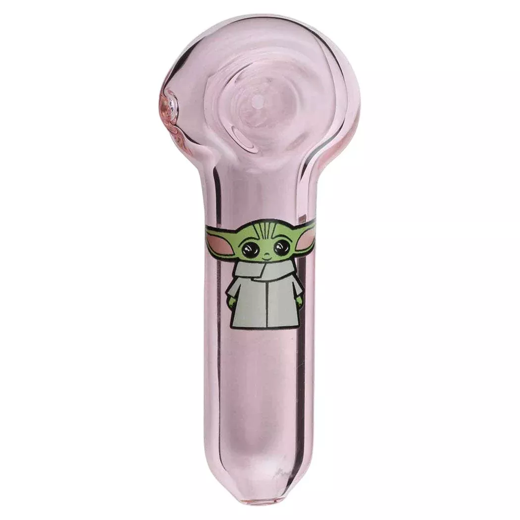 Chameleon Glass Baby Yoda Glass 4" Hand Pipe