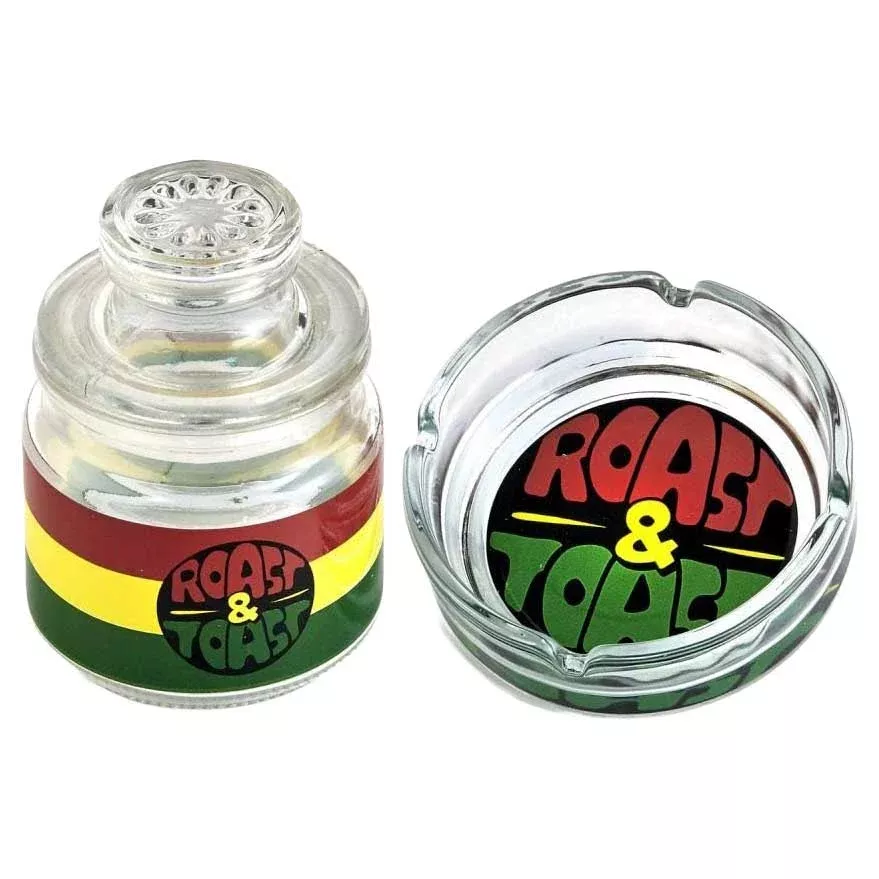 FashionCraft Roast & Toast Rasta Ashtray and Stash Jar Set