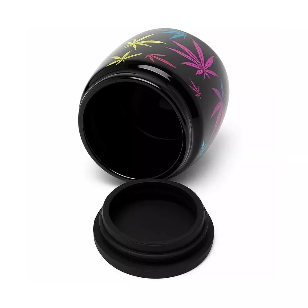 LARGE CERAMIC STASH JAR - WEED LEAFS