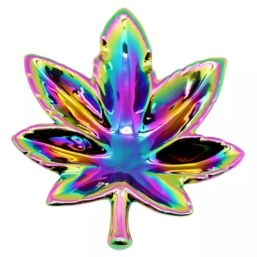 Leaf Rainbow Iridescent 6" Ashtray