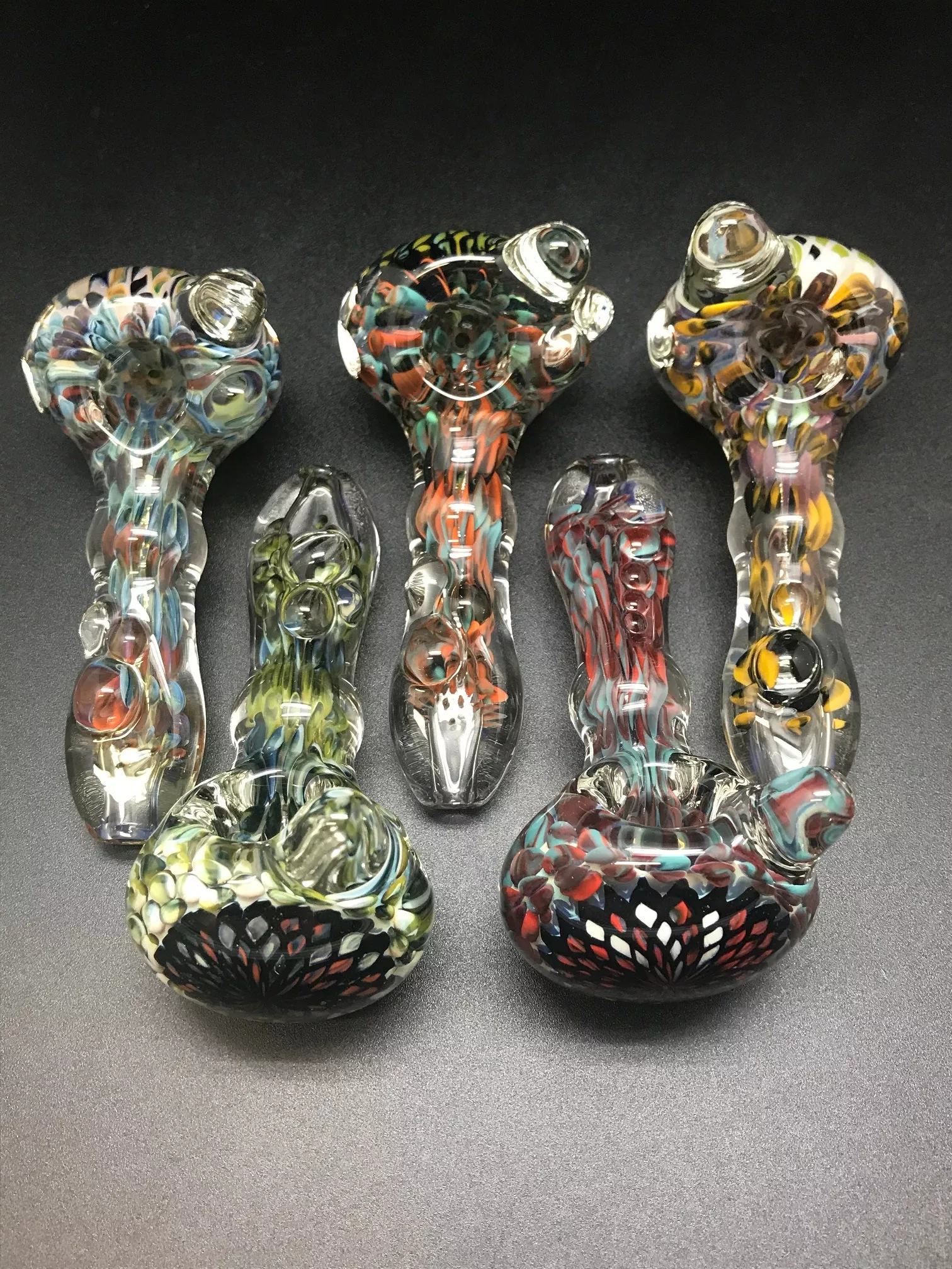 Rotational Science Glass Fumed Dot Fillacello Mixed Color Spoon - Large