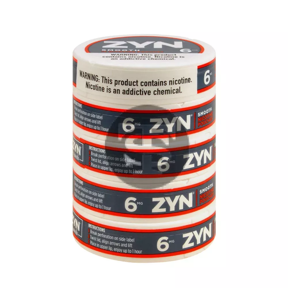 Zyn Nicotine pouches 6mg Smooth, 5 cans