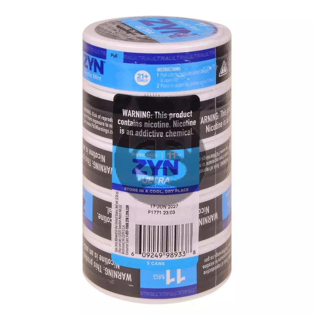 Zyn ULTRA Nicotine pouches 11mg Artic Mint, 5 cans