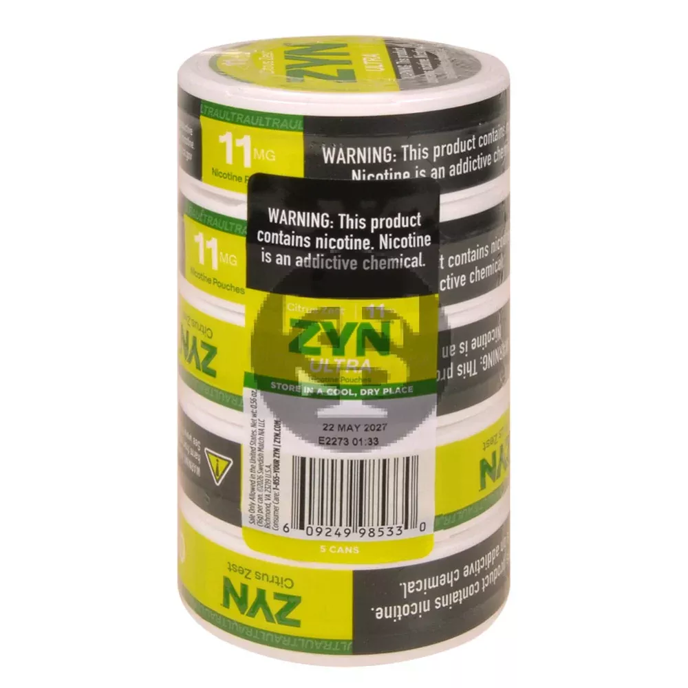 Zyn ULTRA Nicotine pouches 11mg Citrus Zest, 5 cans