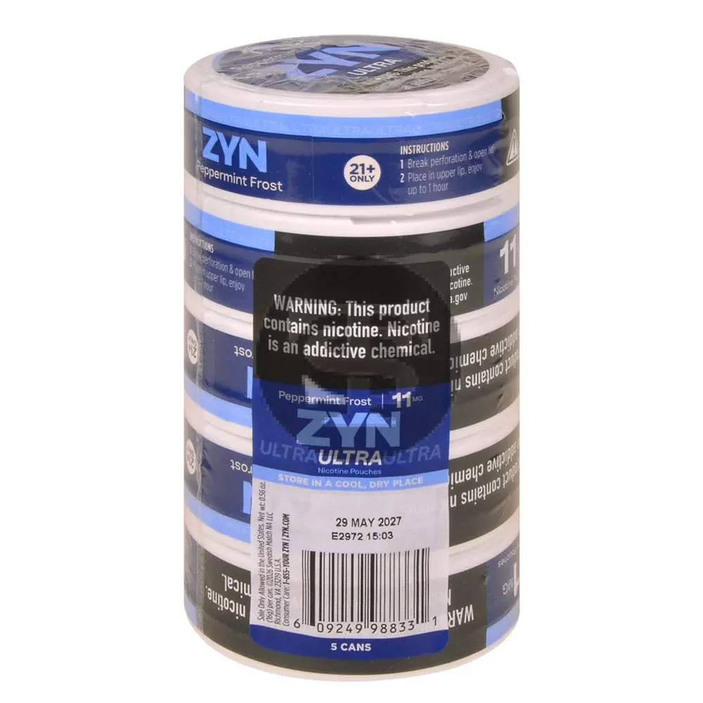 Zyn ULTRA Nicotine pouches 11mg Peppermint Frost, 5 cans