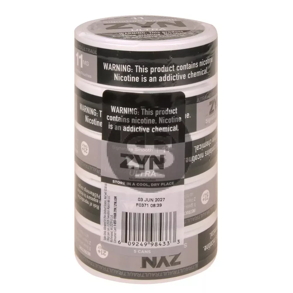 Zyn ULTRA Nicotine pouches 11mg Signature Smooth, 5 cans